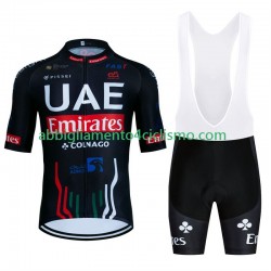 Uomo Completo Maglie e Salopette Uae Emirates 2024 Black