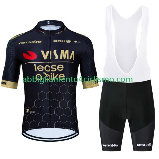 Uomo Completo Maglie e Salopette Visma Lease A Bike 2024 Black