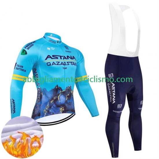 Uomo Invernale Completo Maglie e Calzamaglia con bretelle Astana Qazaqstan 2024 Team