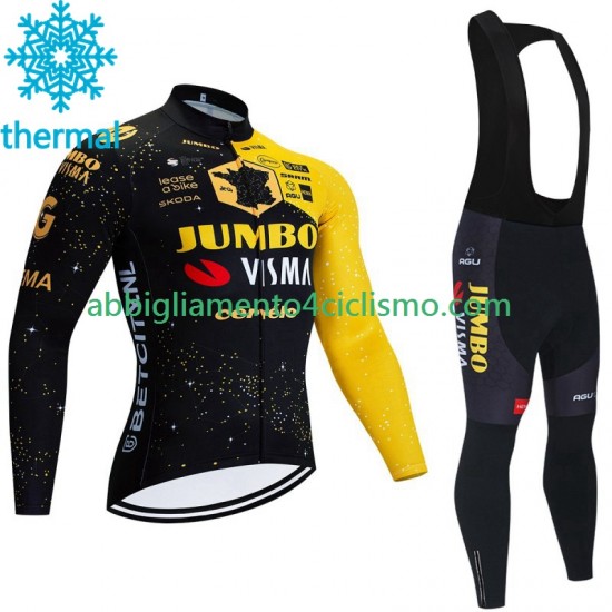 Uomo Invernale Completo Maglie e Calzamaglia con bretelle Jumbo Visma Tdf Velodrome 2023