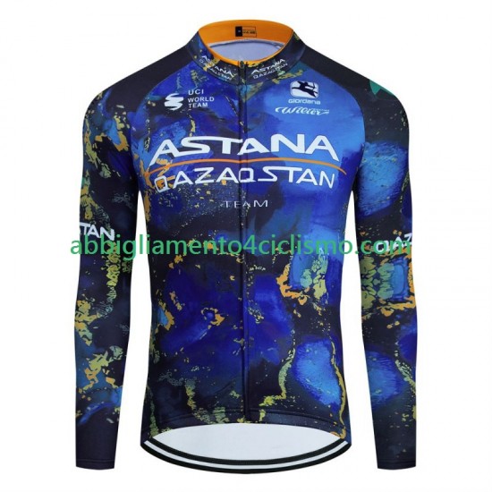 Uomo Maglia Ciclismo Maniche Lunghe Astana Qazaqstan 2024