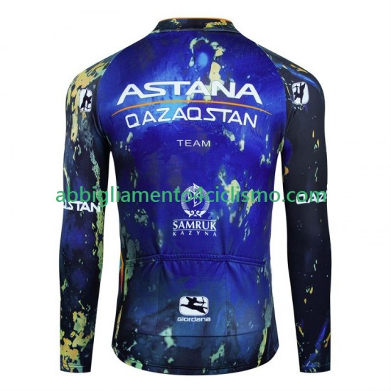 Uomo Maglia Ciclismo Maniche Lunghe Astana Qazaqstan 2024