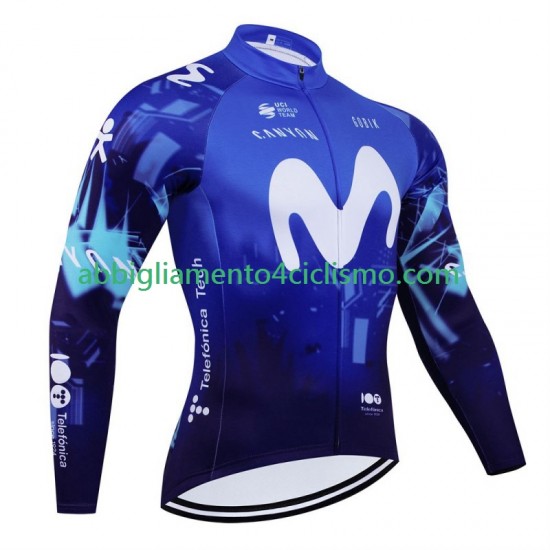 Uomo Maglia Ciclismo Maniche Lunghe Movistar 2024