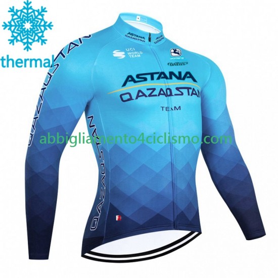 Uomo Maglia Invernale Ciclismo Astana Qazaqstan 2023