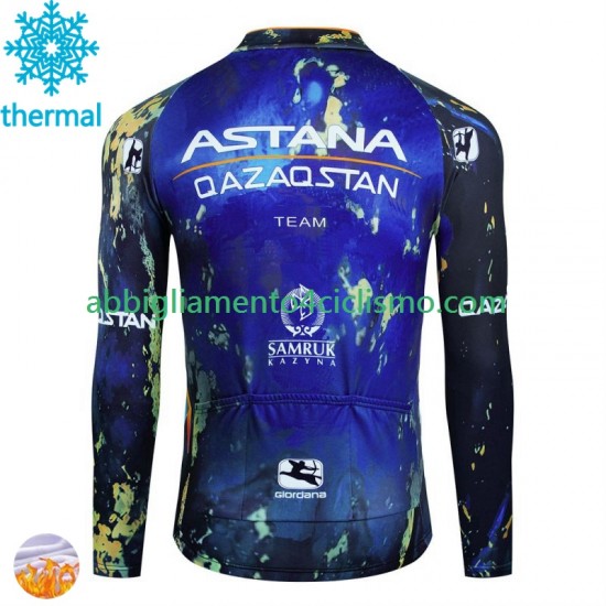 Uomo Maglia Invernale Ciclismo Astana Qazaqstan 2024