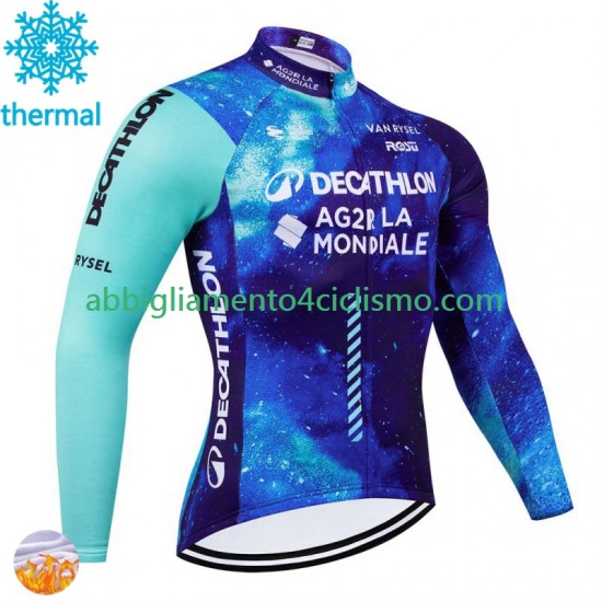 Uomo Maglia Invernale Ciclismo Decathlon Ag2R 2024 N001