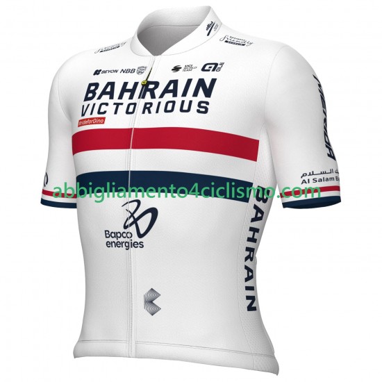 Uomo Maglia Ciclismo Maniche Corte Team Bahrain Victorious 2024 N001