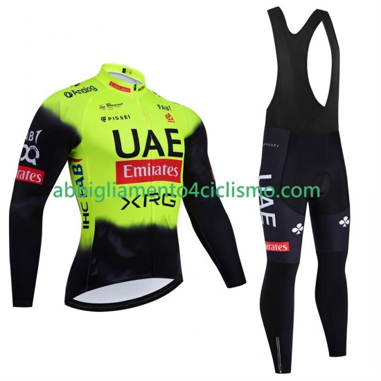Uomo Completo Maglie e Calzamaglia con bretelle pro uae team emirates 2025 fluo