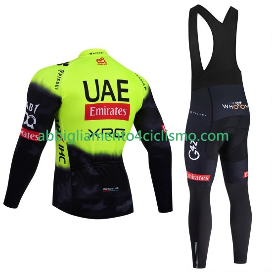 Uomo Completo Maglie e Calzamaglia con bretelle pro uae team emirates 2025 fluo