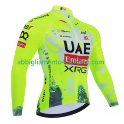 Uomo Maglia Ciclismo Maniche Lunghe equipe pro uae team emirates xrg tdf editon race fluo 2025