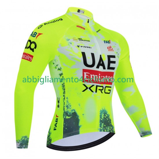 Uomo Maglia Ciclismo Maniche Lunghe equipe pro uae team emirates xrg tdf editon race fluo 2025