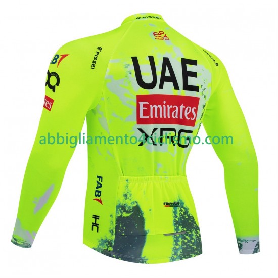 Uomo Maglia Ciclismo Maniche Lunghe equipe pro uae team emirates xrg tdf editon race fluo 2025