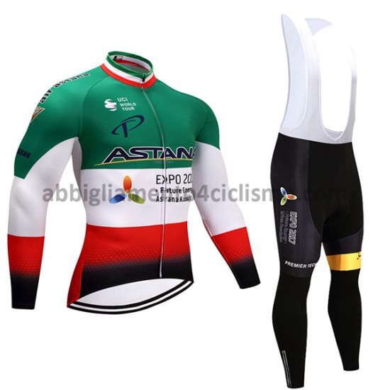 Donna Completo Maglie e Calzamaglia con bretelle 2017 Astana Pro Team M004